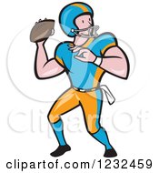 Poster, Art Print Of Gridiron American Football Player Throwing A Ball