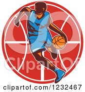 Poster, Art Print Of Basketball Player Dribbling Over A Red Ball