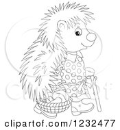 Poster, Art Print Of Black And White Female Hedgehog With A Basket Of Mushrooms