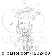 Poster, Art Print Of Black And White Circus Clown With An Umbrella And Falling Balls