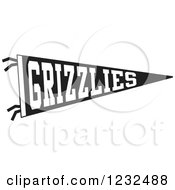 Clipart Of A Black And White GRIZZLIES Team Pennant Flag Royalty Free Vector Illustration