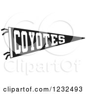 Clipart Of A Black And White COYOTES Team Pennant Flag Royalty Free Vector Illustration by Johnny Sajem