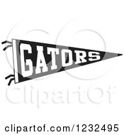 Clipart Of A Black And White GATORS Team Pennant Flag Royalty Free Vector Illustration
