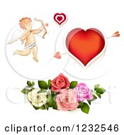 Poster, Art Print Of Valentine Cupid Heart And Roses