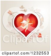 Poster, Art Print Of Valentine Heart With Cupid Over Foliage