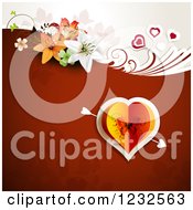 Poster, Art Print Of Valentine Background With A Butterfly Heart And Lilies