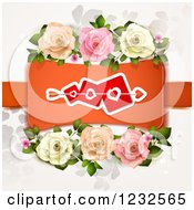 Poster, Art Print Of Valentine Background With Roses Foliage And Hearts 3