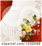 Poster, Art Print Of Valentine Background With Foliage And Roses