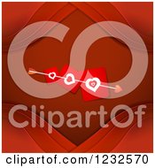 Clipart Of A Red Valentine Background With Cupids Arrow Through Heart Cards 3 Royalty Free Vector Illustration