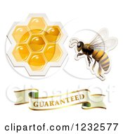 Poster, Art Print Of Sticker Styled Bee Honeycombs And Guaranteed Banner