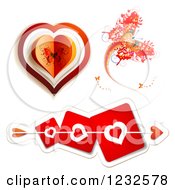 Poster, Art Print Of Cupids Arrow Through Red Heart Cards Butterfly And Valentine