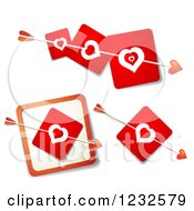 Poster, Art Print Of Cupids Arrows Through Red Heart Cards