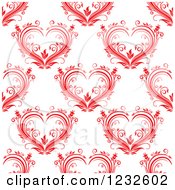 Poster, Art Print Of Seamless Background Of Floral Red Hearts