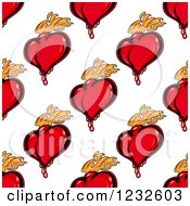 Poster, Art Print Of Seamless Background Of Flaming And Bloody Red Hearts