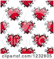 Clipart Of A Seamless Background Pattern Of Hearts With Nails 2 Royalty Free Vector Illustration