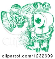 Poster, Art Print Of Green Sketched St Patricks Day Leprechaun Mooning To Show His Shamrock Tattoo