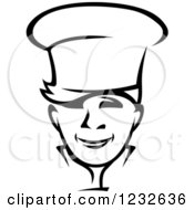 Clipart Of A Happy Black And White Male Chef Wearing A Toque Hat 19 Royalty Free Vector Illustration