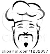 Clipart Of A Happy Black And White Male Chef Wearing A Toque Hat 20 Royalty Free Vector Illustration
