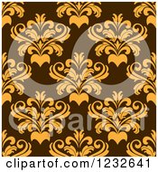 Poster, Art Print Of Seamless Brown And Yellow Damask Background Pattern