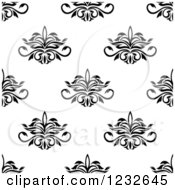 Poster, Art Print Of Seamless Black And White Damask Background Pattern 4