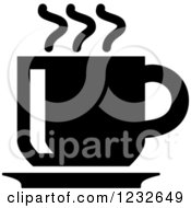 Clipart Of A Black And White Coffee Business Icon Royalty Free Vector Illustration