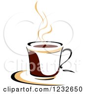 Poster, Art Print Of Tan And Brown Hot Steamy Coffee Cup 11