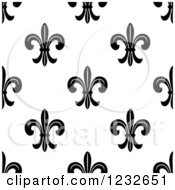 Clipart Of A Seamless Black And White Fleur De Lis Background Pattern 4 Royalty Free Vector Illustration