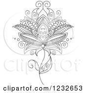 Clipart Of A Black And White Henna Flower 12 Royalty Free Vector Illustration