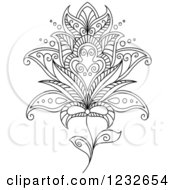 Clipart Of A Black And White Henna Flower 13 Royalty Free Vector Illustration