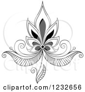 Poster, Art Print Of Black And White Henna Lotus Flower 5