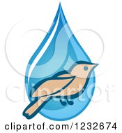 Poster, Art Print Of Bird Over A Blue Waterdrop