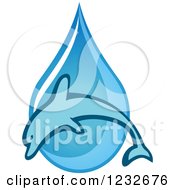 Poster, Art Print Of Dolphin Over A Blue Waterdrop