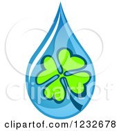 Clipart Of A Shamrock Clover Over A Blue Waterdrop Royalty Free Vector Illustration by Vector Tradition SM