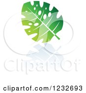 Clipart Of A Green Leaf And Reflection Logo Royalty Free Vector Illustration