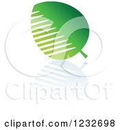 Clipart Of A Green Leaf And Reflection Logo 2 Royalty Free Vector Illustration
