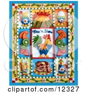 Clay Sculpture Clipart Rise N Shine Rooster And Food Collage Royalty Free 3d Illustration by Amy Vangsgard