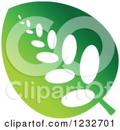 Clipart Of A Green Leaf And Reflection Logo 3 Royalty Free Vector Illustration
