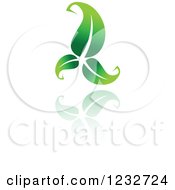 Clipart Of A Green Leaf And Reflection Logo 8 Royalty Free Vector Illustration