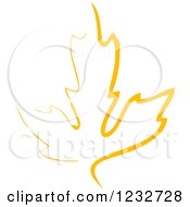 Clipart Of A Yellow Sketched Leaf Royalty Free Vector Illustration