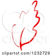 Clipart Of A Red Sketched Leaf Royalty Free Vector Illustration