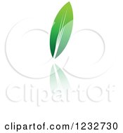 Clipart Of A Green Leaf And Reflection Logo 4 Royalty Free Vector Illustration