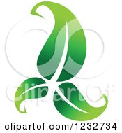 Clipart Of A Green Leaf And Reflection Logo 26 Royalty Free Vector Illustration