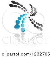 Clipart Of A Blue And Black Windmill Logo And Reflection 8 Royalty Free Vector Illustration