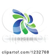 Clipart Of A Floating Blue And Green Spiraling Windmill Royalty Free Vector Illustration