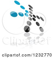 Clipart Of A Blue And Black Windmill Logo And Reflection 4 Royalty Free Vector Illustration