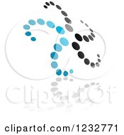 Clipart Of A Blue And Black Windmill Logo And Reflection 3 Royalty Free Vector Illustration