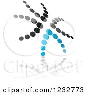 Clipart Of A Blue And Black Windmill Logo And Reflection Royalty Free Vector Illustration