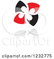 Clipart Of A Red And Black Windmill Logo And Reflection 3 Royalty Free Vector Illustration