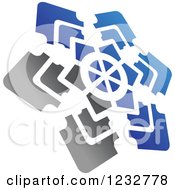 Clipart Of A Blue And Gray Windmill Logo Royalty Free Vector Illustration