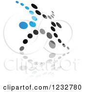 Clipart Of A Blue And Black Windmill Logo And Reflection 11 Royalty Free Vector Illustration